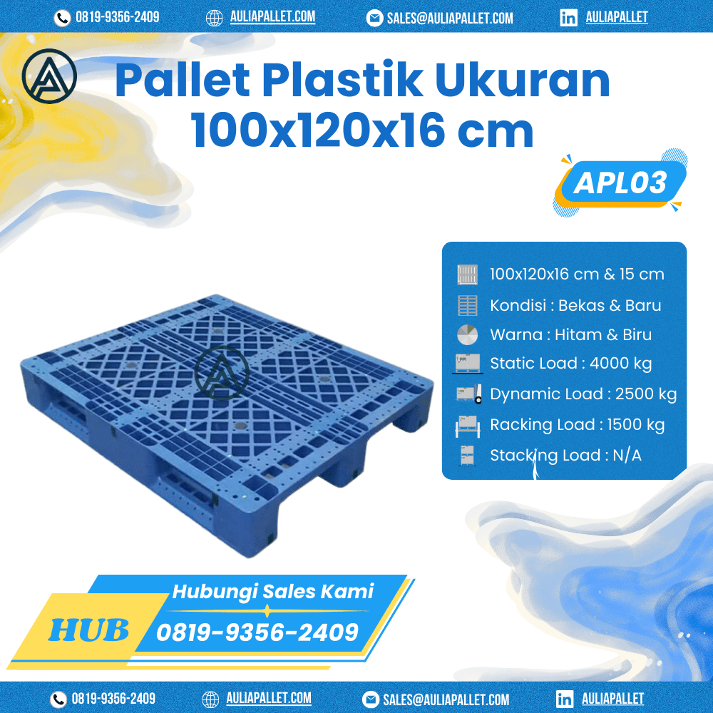Pallet Plastik Bekas/Baru Ukuran 100x120x16 cm - APL03