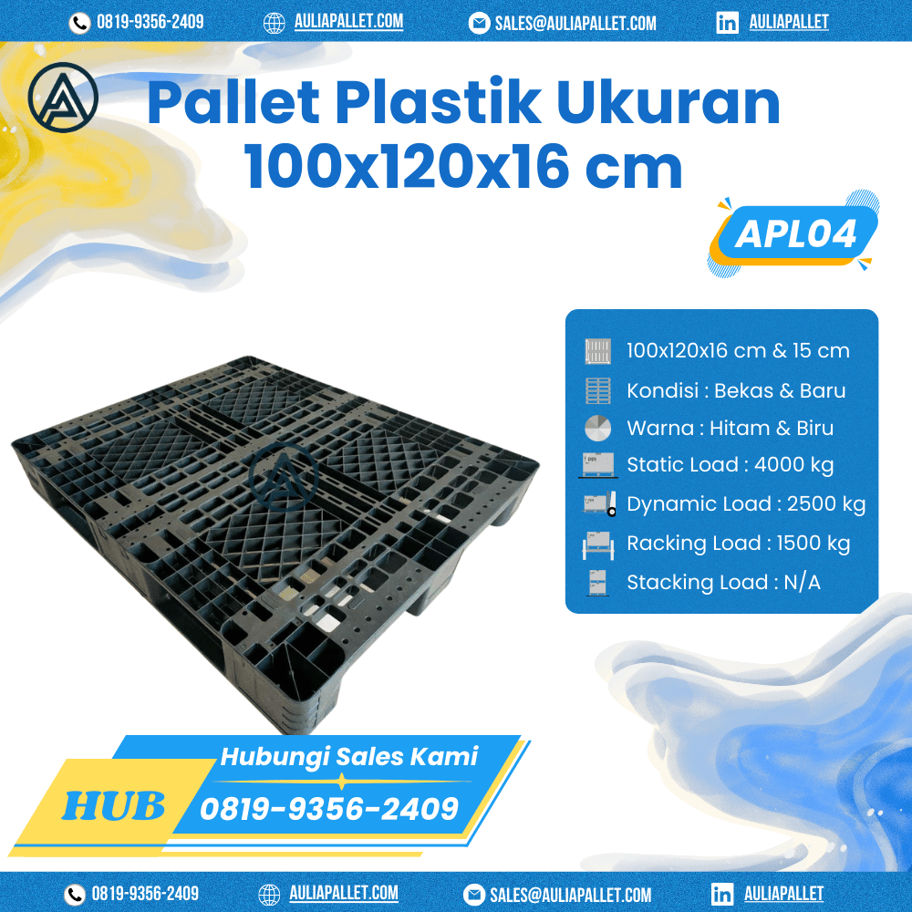 Pallet Plastik Bekas/Baru Ukuran 100x120x16 cm - APL04