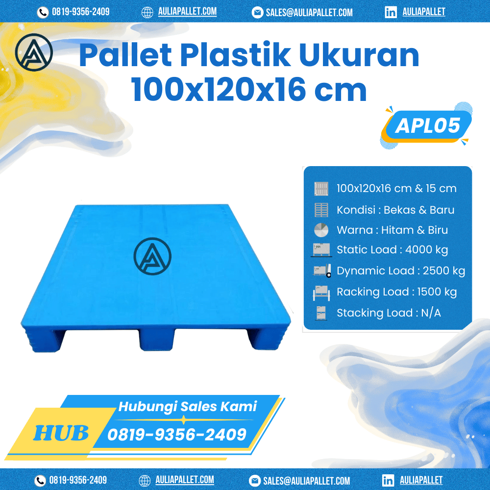 Pallet Plastik Bekas/Baru Ukuran 100x120x16 cm - APL05