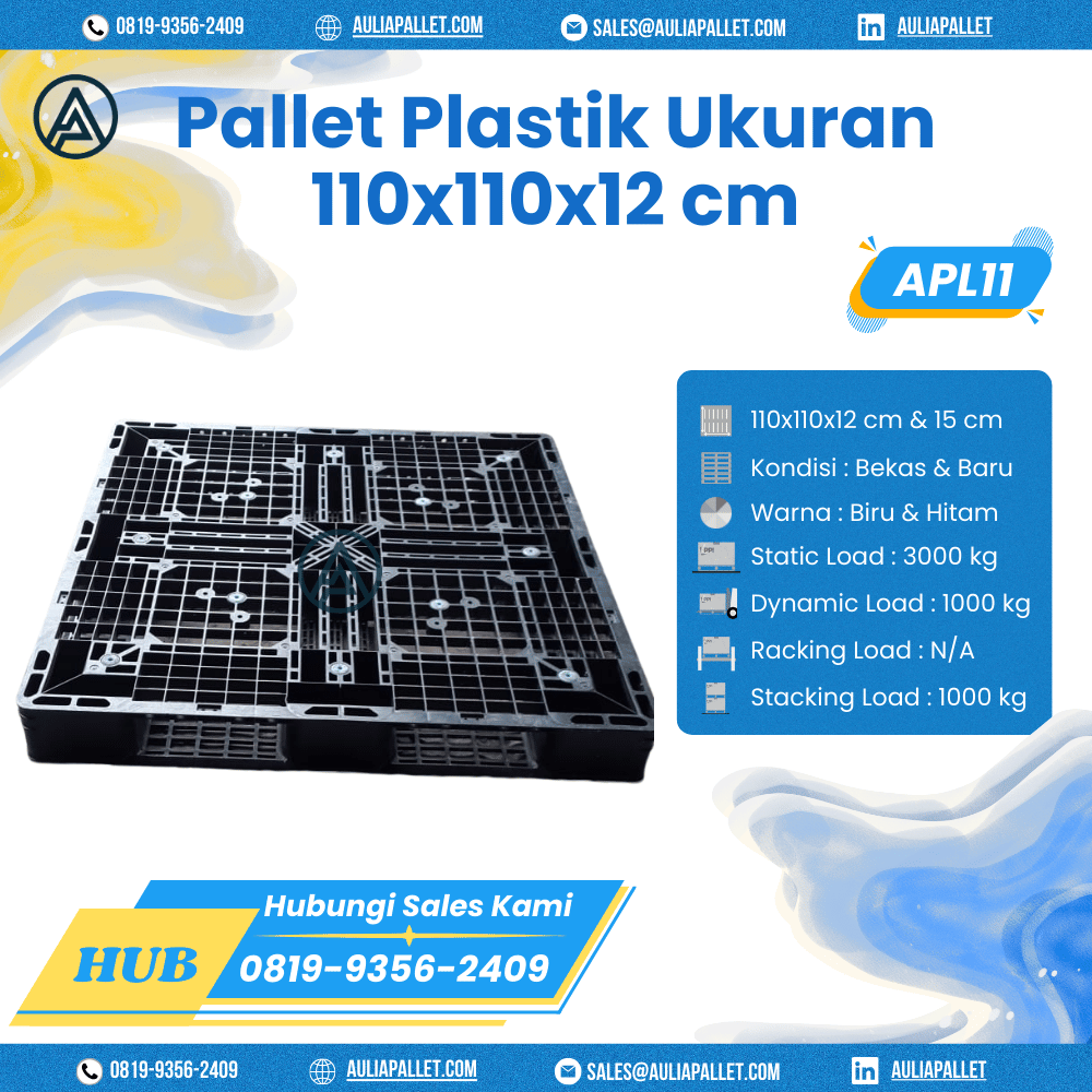 Pallet Plastik Bekas/Baru Ukuran 110x110x12 cm - APL11