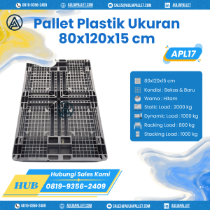 Pallet Plastik Bekas/Baru Ukuran 80x120x15 cm - APL17