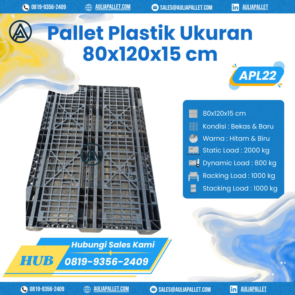Pallet Plastik Bekas/Baru Ukuran 80x120x15 cm - APL22