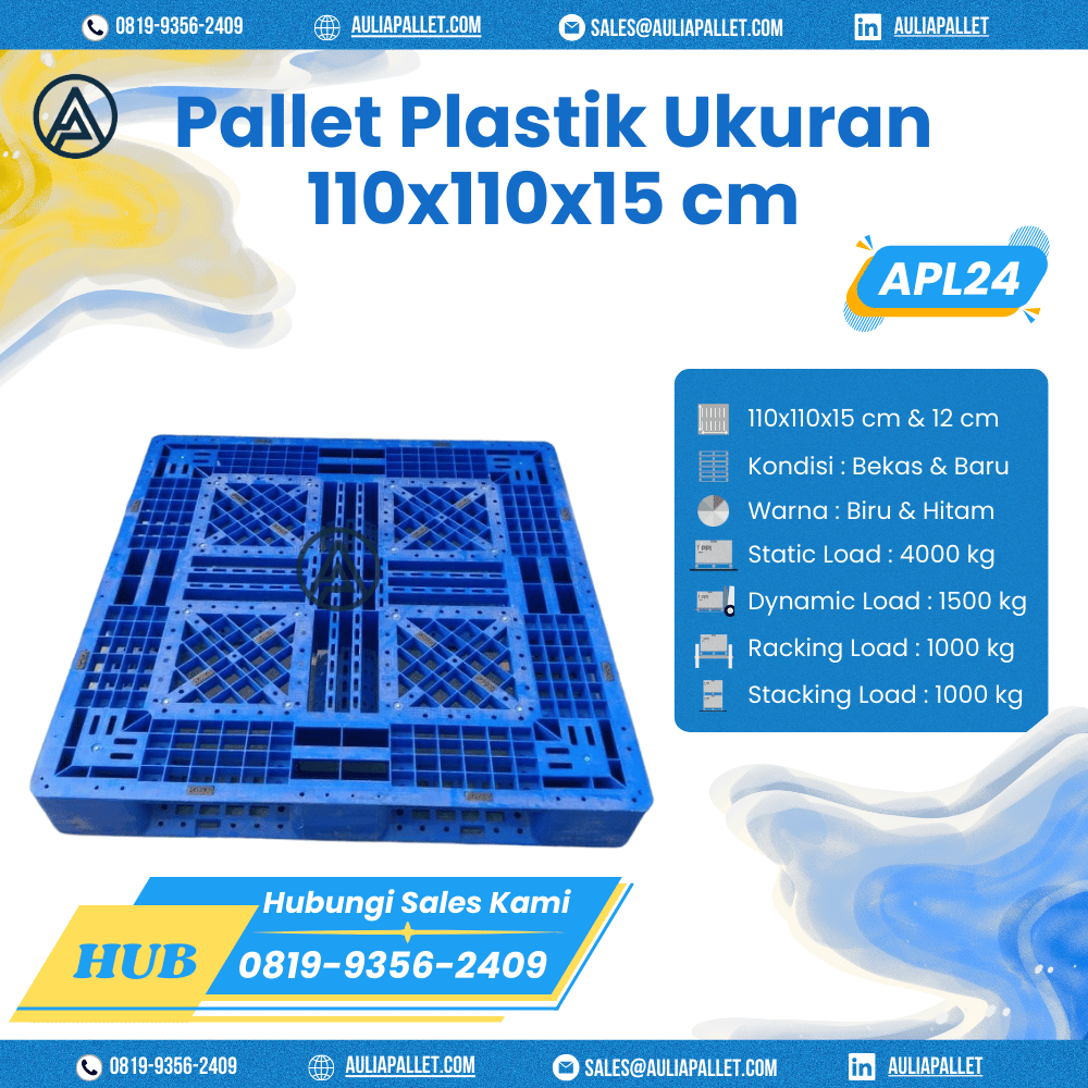 Pallet Plastik Bekas/Baru Ukuran 110x110x15 cm - APL24