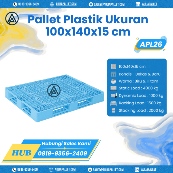 Pallet Plastik Bekas/Baru Ukuran 100x140x15 cm - APL26