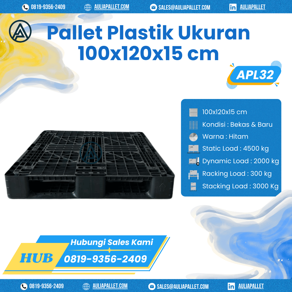 Pallet Plastik Bekas/Baru Ukuran 100x120x15 cm - APL32