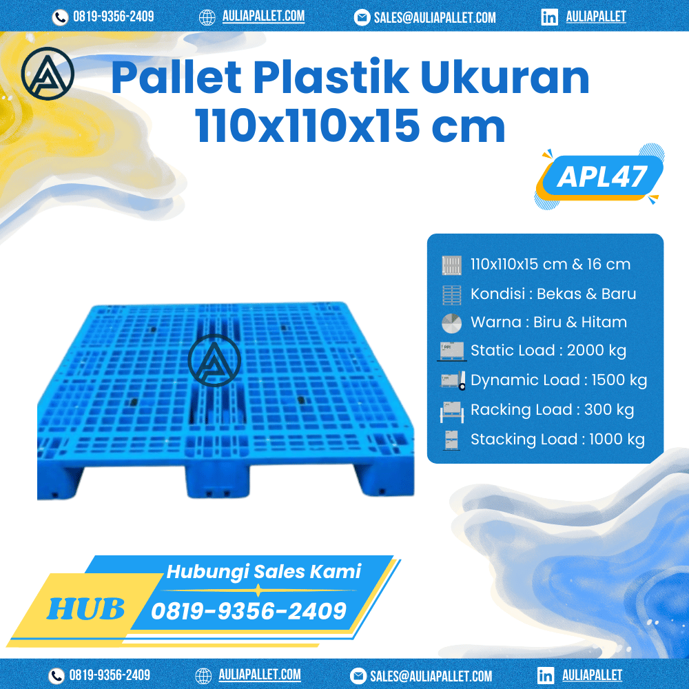 Pallet Plastik Bekas/Baru Ukuran 110x110x15 cm - APL47