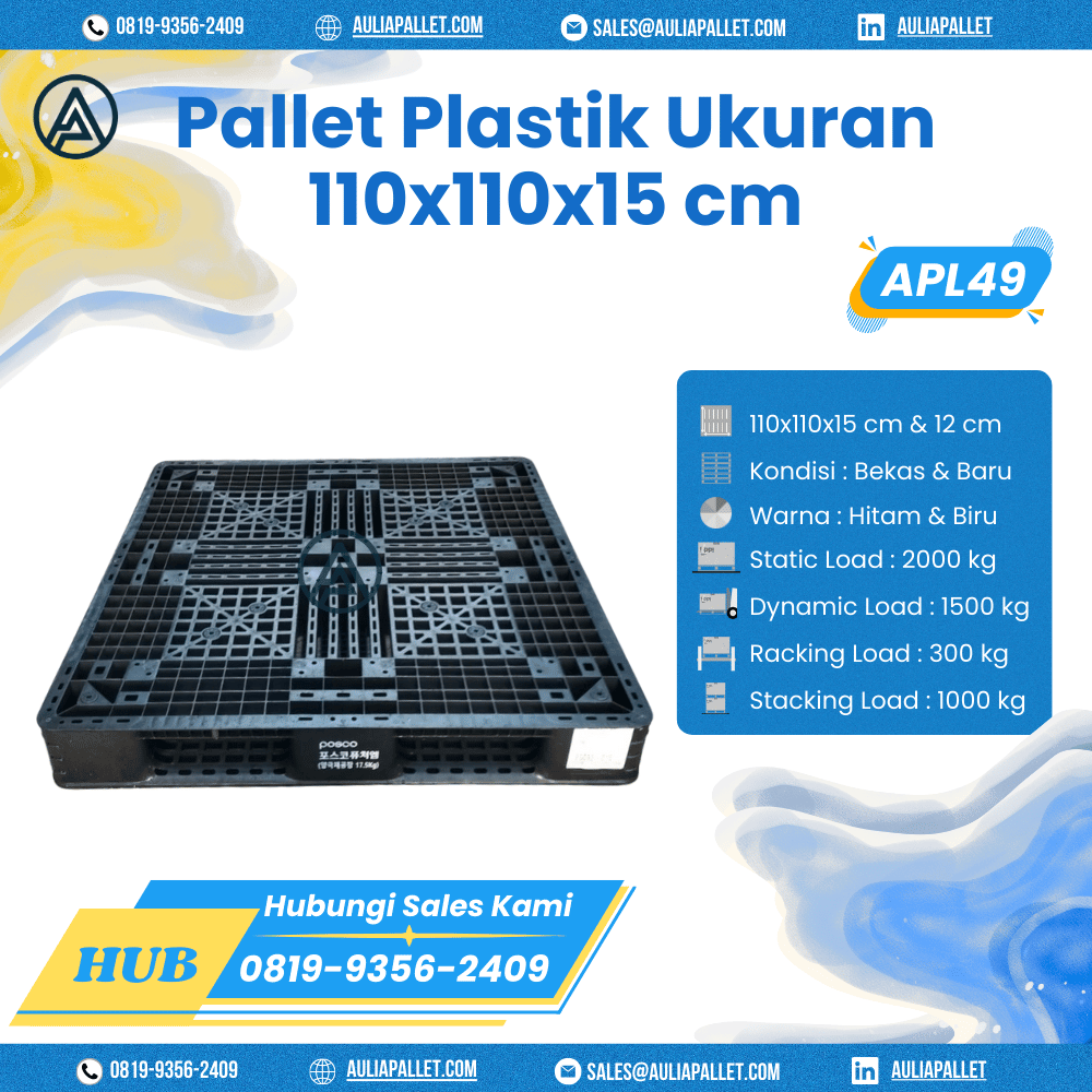 Pallet Plastik Bekas/Baru Ukuran 110x110x15 cm - APL49