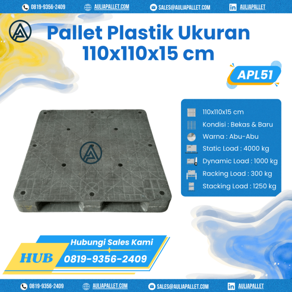 Pallet Plastik Bekas/Baru Ukuran 110x110x15 cm - APL51
