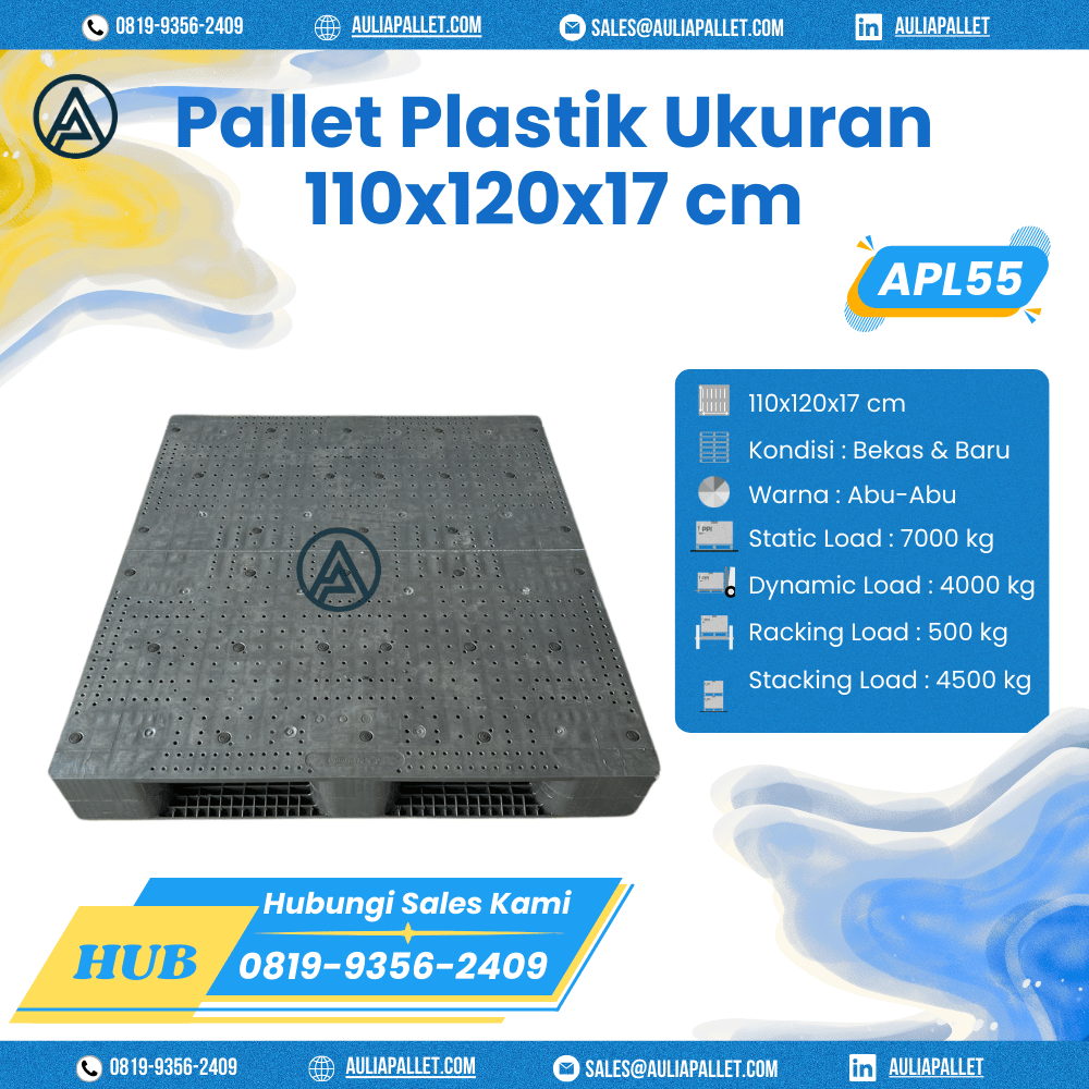 Pallet Plastik Bekas/Baru Ukuran 110x120x17 cm - APL55