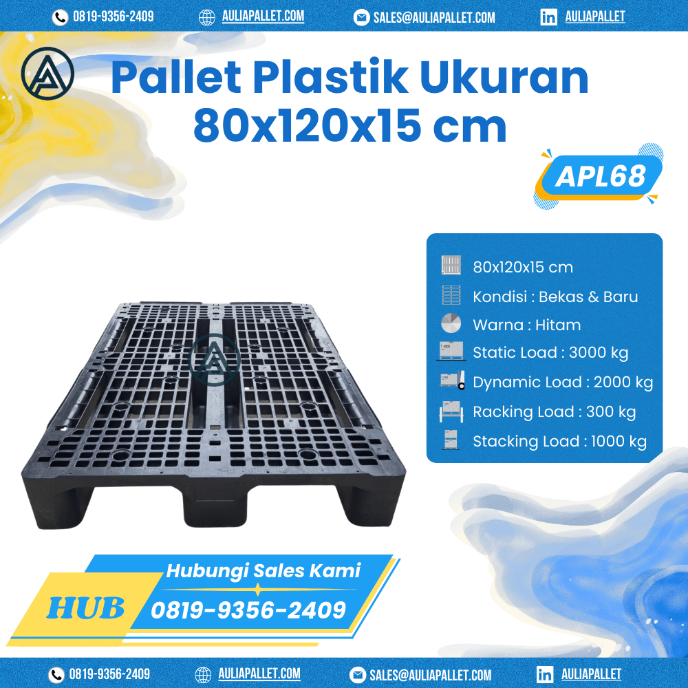 Pallet Plastik Bekas/Baru Ukuran 80x120x15 cm - APL68