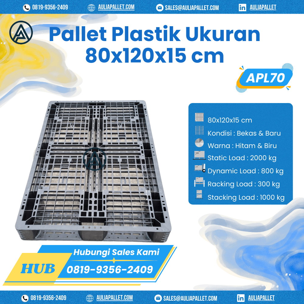Pallet Plastik Bekas/Baru Ukuran 80x120x15 cm - APL70