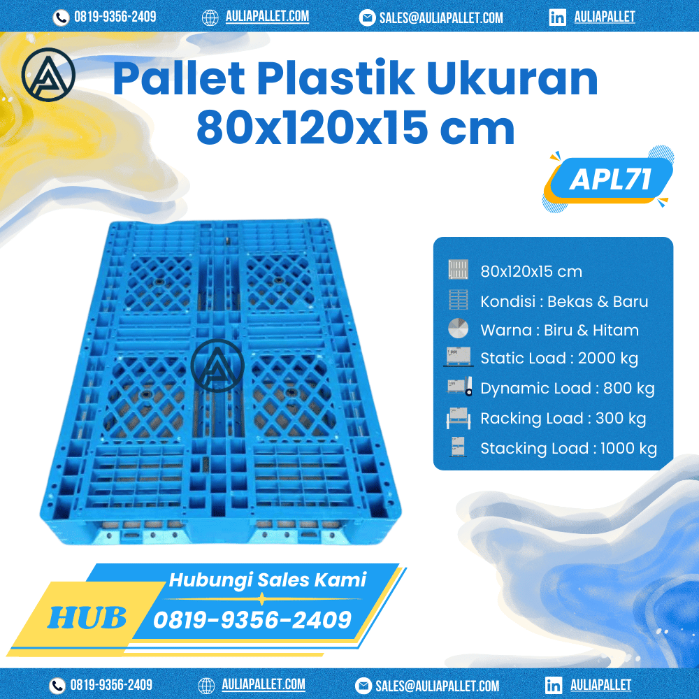 Pallet Plastik Bekas/Baru Ukuran 80x120x15 cm - APL71