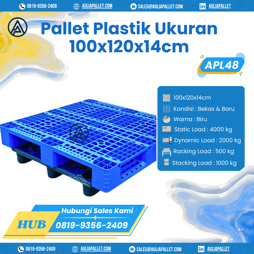 Pallet Plastik Bekas/Baru Ukuran 100x120x14 cm - APL80